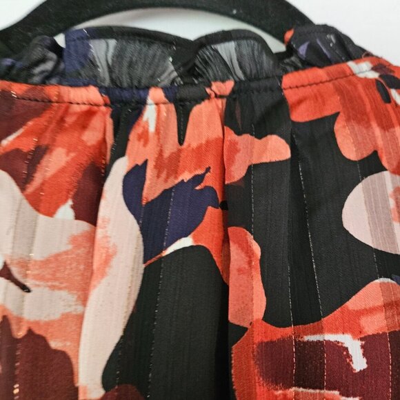 Haver London black/orange floral design pullover Blouse.  Size XL - Picture 5 of 10